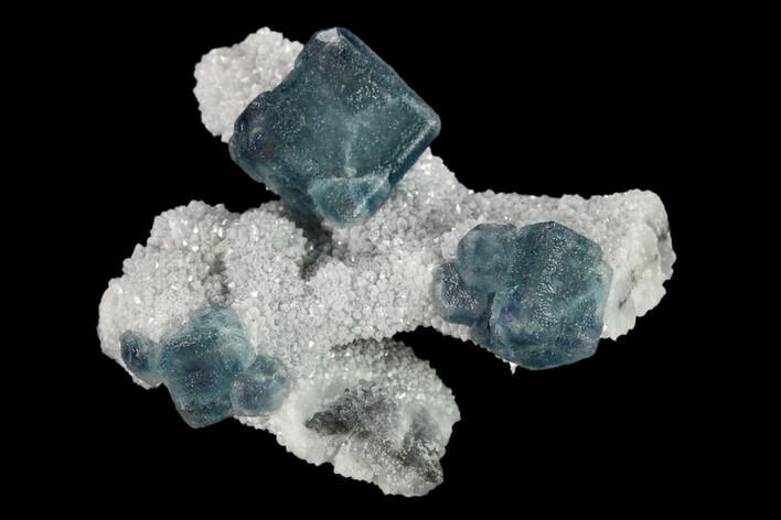 Teal Fluorite Crystals on Quartz - Fluorescent! #132796